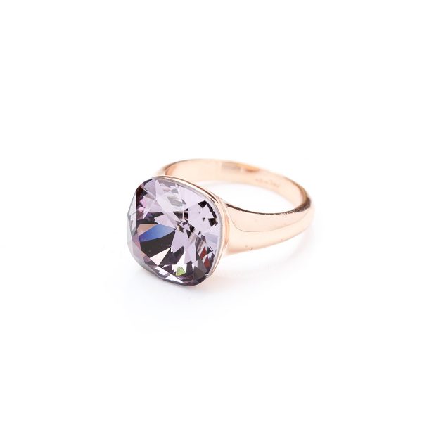 European And American Classic Light Luxury Multi-color Artificial Crystal Square Ring For Women