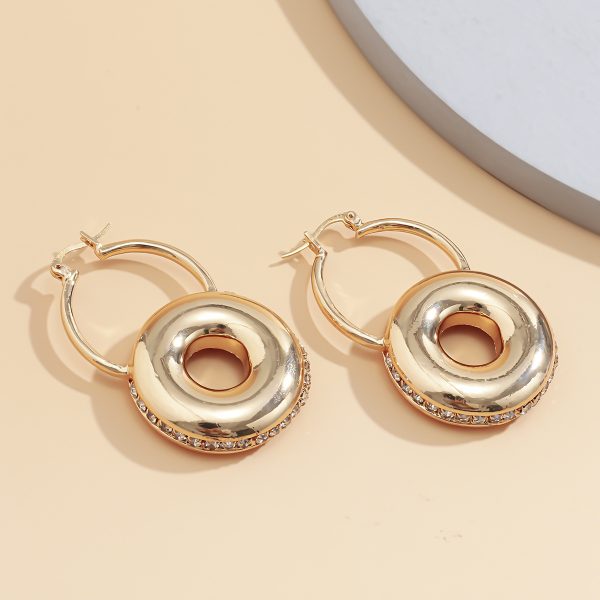 Niche Retro Gold Circle Diamond Earrings Women