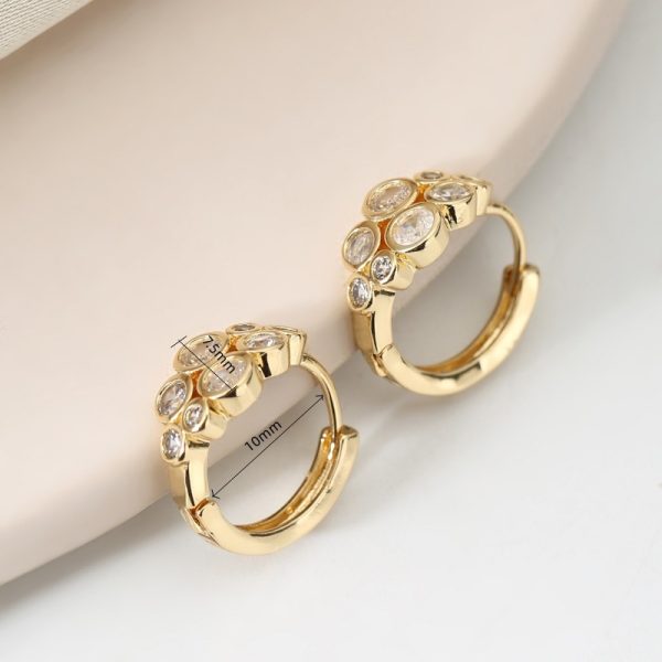 High-grade Circle Inlaid Zircon Female Earrings Light Luxury All-matching