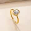 Stainless Steel Ornament Oval Zircon Simple Advanced Titanium Steel Ring