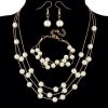 All-match Sweet And Elegant Bride Bridesmaid Mesh  Pearl Necklace Bracelet Earring Set 3 Piece Jewelry Wholesale