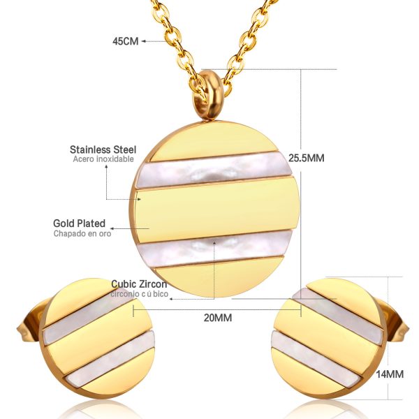 Necklace Earrings Set Ladies Stainless Steel Set