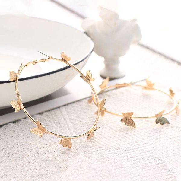 Exaggerated Frosted Butterfly Circle Earrings Street Shooting Super Fairy Stereo