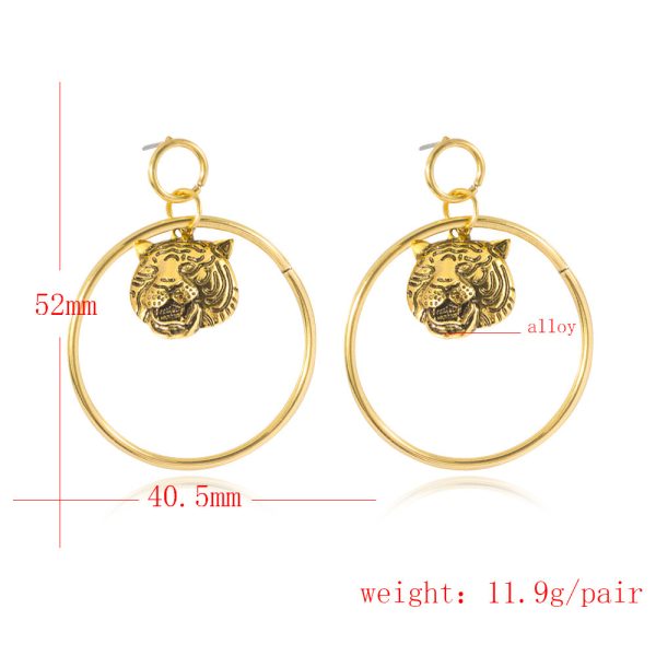 Retro Exaggerated Lion Head Big Circle Earrings