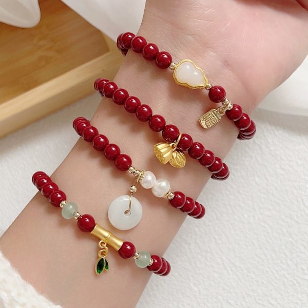Peace Buckle Gourd Beaded Bracelet Birth Year Red Bracelet