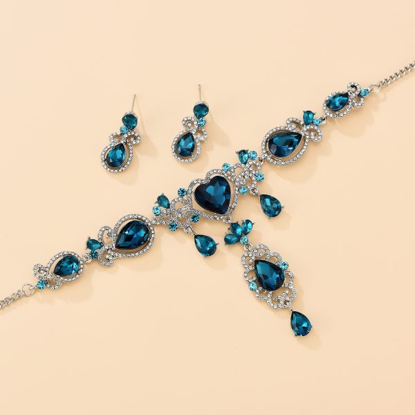 Bridal Set Two Piece Jewelry Blue Love Alloy Necklace