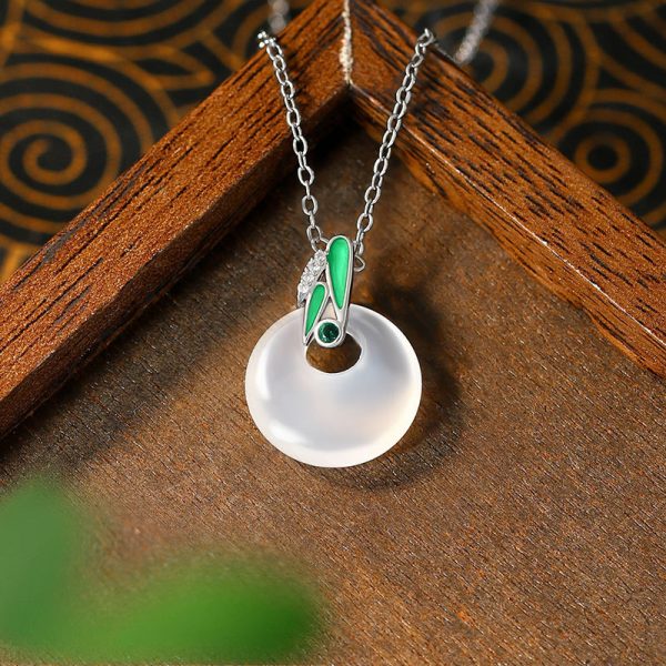 Natural White Chalcedony Ins Style Bamboo Presages Safety Light Luxury Advanced Clavicle Chain Female