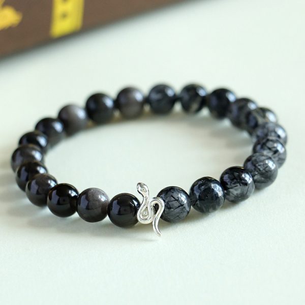 925 Silver Snake Beaded Couple Bracelet Female