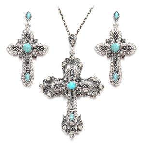 Jewelry Set Combination Necklace Earrings Retro Turquoise Set Accessories