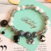 Natural stone agate cat bracelet