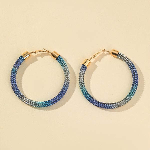 Full Diamond Gradient Big Circle Earrings Nightclub Stage Party Ear Accessories