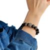 Natural Silver Stone Bracelet Vintage Natural Obsidian Neutral Crystal Bracelet