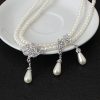 European and American foreign trade big wedding bride jewelry pearl crystal diamond necklace earrings set CMT087