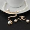 European fashion diamond crystal pearl necklace earrings set bride wedding accessories wholesale CMT058