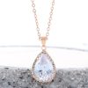 Water Drop Rose Gold Rhinestone Elegant Pink Color Necklace