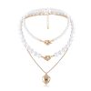 European And American Jewelry Elegant Geometric Pearl Set Necklace Simple Temperament Small Flower OT Buckle Heart-shaped Necklace
