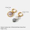 Asymmetric Plating Openwork Circle Stitching Natural Stone Earrings