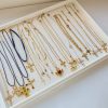 Stainless Steel Cross Shelf Necklace Natural Stone Clavicle Chain