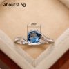 Fashion Twisted Arm Blue Round Diamond Zircon Topaz Simple Women's Ring