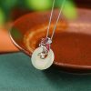 Sterling Silver Gold-plated Hetian Jade National Fashion Enamel Vintage Necklace