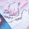 High-grade Affordable Luxury Fashion Full Diamond Bow Necklace Necklace Bracelet Ear Studs Suit