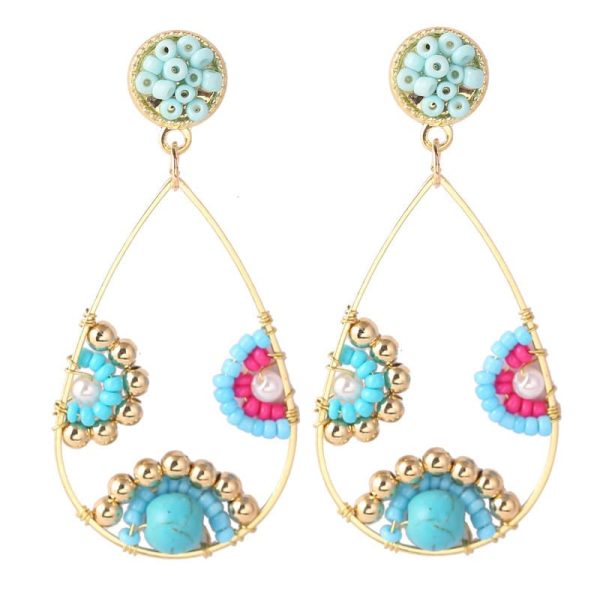 Bohemian Handwoven Drop Rice Bead Earrings