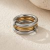 Stacked Color Matching Stainless Steel Ring Set 18K Gold Plating Exaggerated Personalized Hand Jewelry