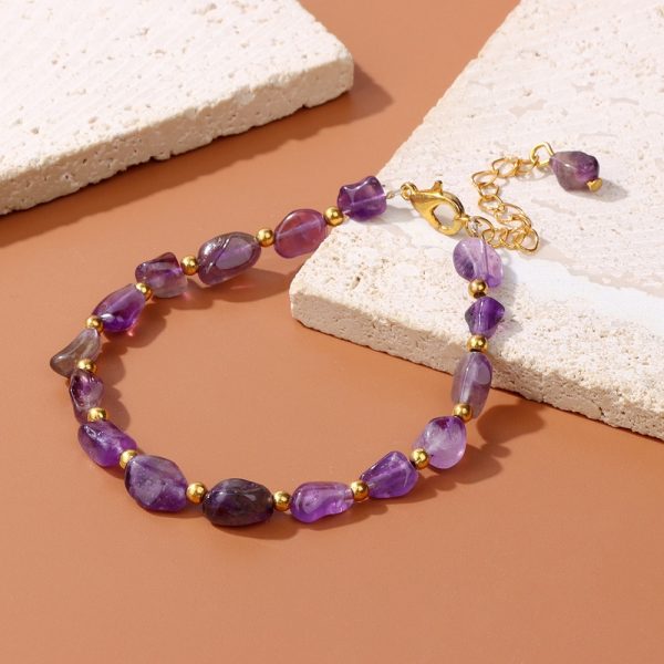 Accompanying Stone Beads Bracelet Women's Irregular Stone Lobster Buckle