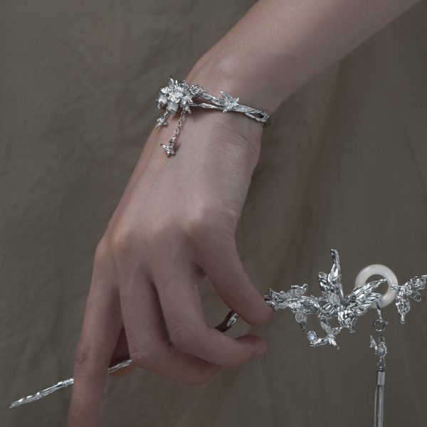 Butterfly Tassel Bracelet New Chinese Style White Agate High Sense