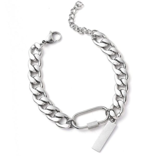 Climbing Button Carabiner Cuban Bracelet Titanium Steel Men's Domineering