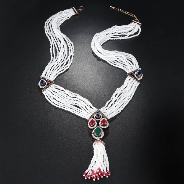 Women's Tassel Earring Necklace Two-piece Jewelry Set