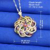 Spiral Design Color Zircon Pendant Necklace Light Luxury