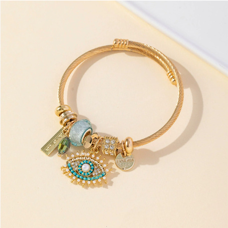 Multi-Element Stainless Steel Copper Alloy Beaded Bracelet