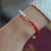 Women's Pearl Braided Red Rope Bracelet