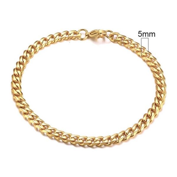 Gold Cuban Link Chain Six-sided Bracelet