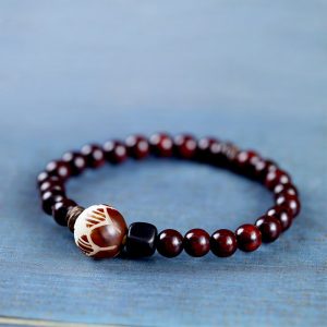 Simple All-match Natural Rosewood Double-ring Bracelet