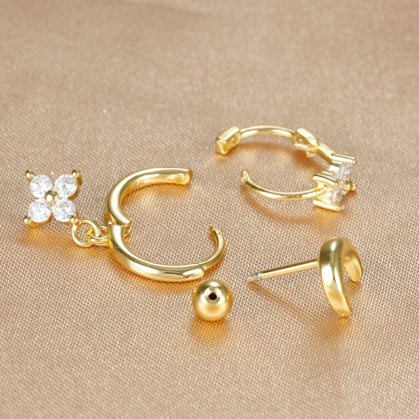 Fashion Geometric Ear Studs Zircon Set Ladies