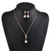Simple Pearl Diamond Hemp Flowers Chain Earrings Necklace Jewelry Set