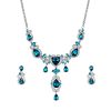 Bridal Set Two Piece Jewelry Blue Love Alloy Necklace