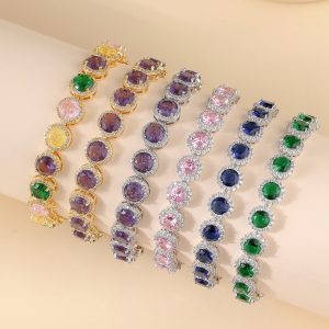 Fashion Gold-plated Inlaid Zircon Hollow Round Bracelet