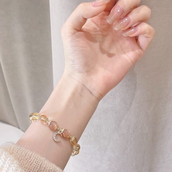 Moonstone Golden Sun Stone 14K Gilded Fortune Crystal Bracelet