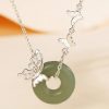 Women's Sterling Silver Butterfly Necklace Personalized Cold Style Hetian Jade Necklace