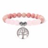 Natural Stone Bead Elastic Bracelet Tree Of Life Pendant