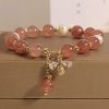 Freshwater Pearl Strawberry Quartz Bracelet Women