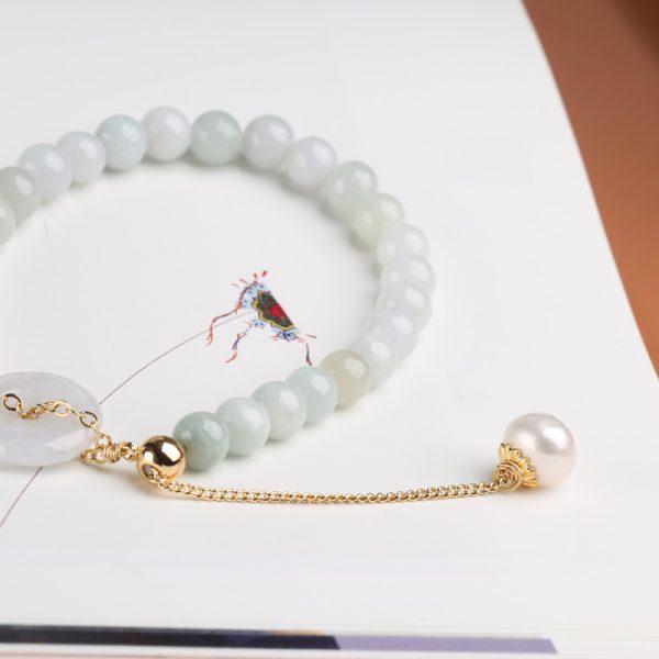 Natural Emerald Peace Buckle Pearl Bracelet For Women