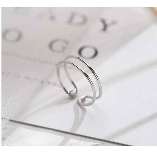 Silver Plated Female Simple And Elegant Geometric Cross Ring