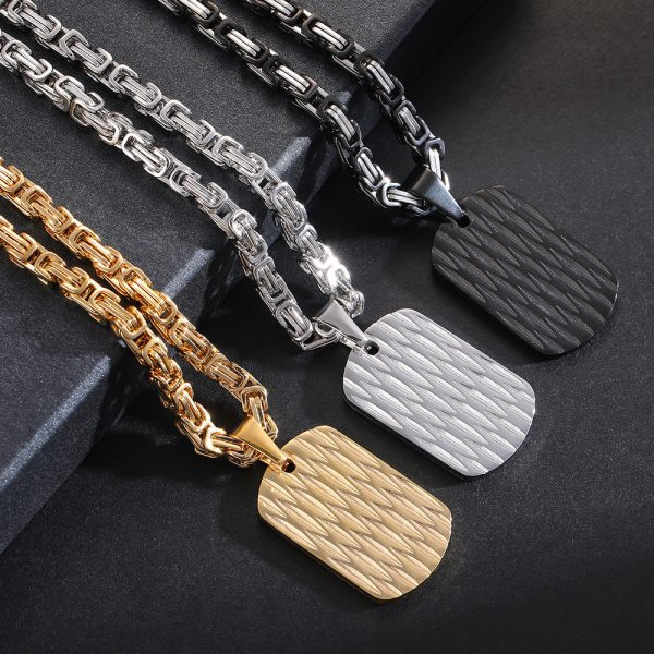 Titanium Steel Men's High-grade Water Ripple Pendant Necklace