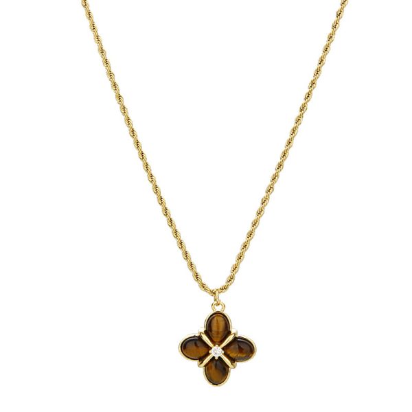 Maillard Retro Style Natural Tigereye Titanium Steel Necklace
