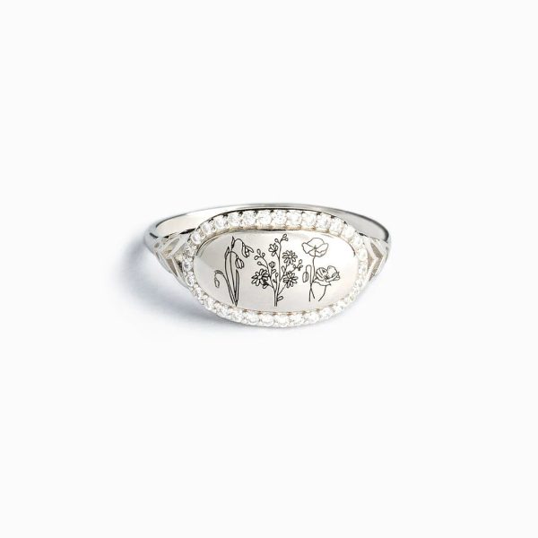 S925 Sterling Silver Flowers Epoxy Oil Zircon Ring For Women