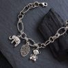 Punk Retro Elephant Pendant Bracelet Wild Leaves Cartoon Bear